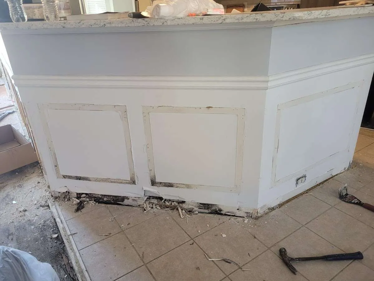 Water damage and mold on kitchen during Sewage Cleanup & Sanitation in Wappinger